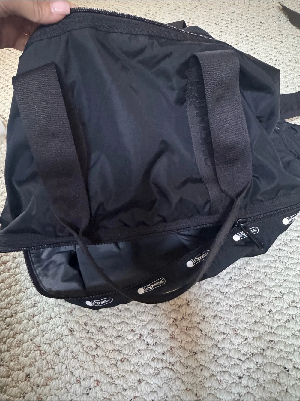 Lesportsac Black Nylon Shoulder Tote with Logo Accents Weekender Carryall 0160